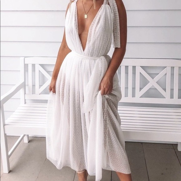 Her Empire Bella White Sheer Dress NWT - M - Picture 4 of 9